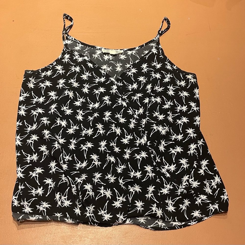 Pink Rose Black and White Sleeveless Fitted Camisole